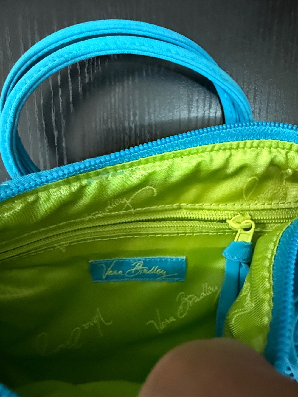 Vera Bradley Turquoise and Lime Mini Tote